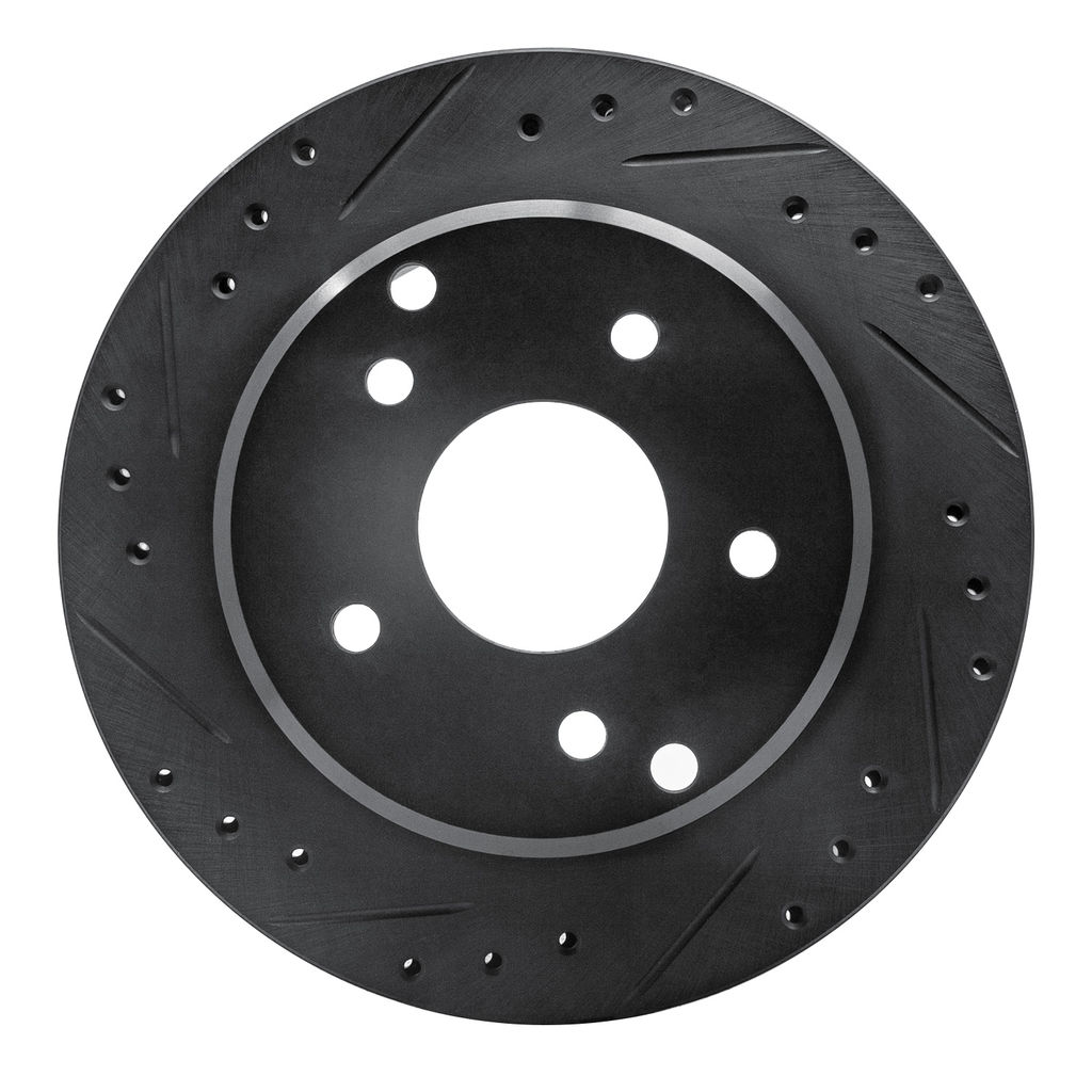 Dynamic Friction 633-47016L - Drilled and Slotted Black Zinc Brake Rotor