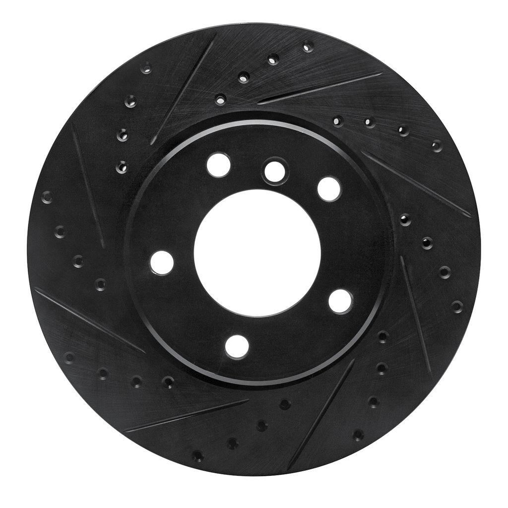 Dynamic Friction 633-31065L - Drilled and Slotted Black Zinc Brake Rotor