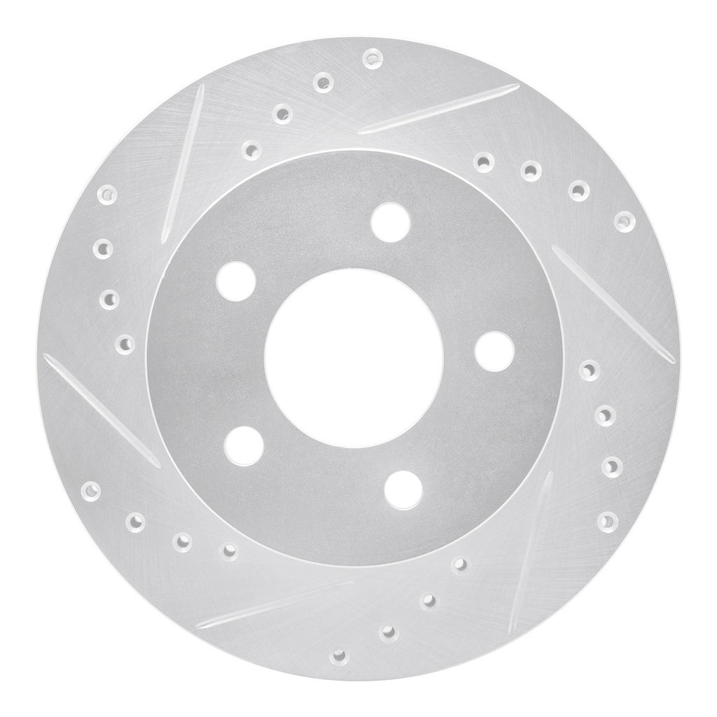 Dynamic Friction 631-56009L - Drilled and Slotted Silver Zinc Brake Rotor