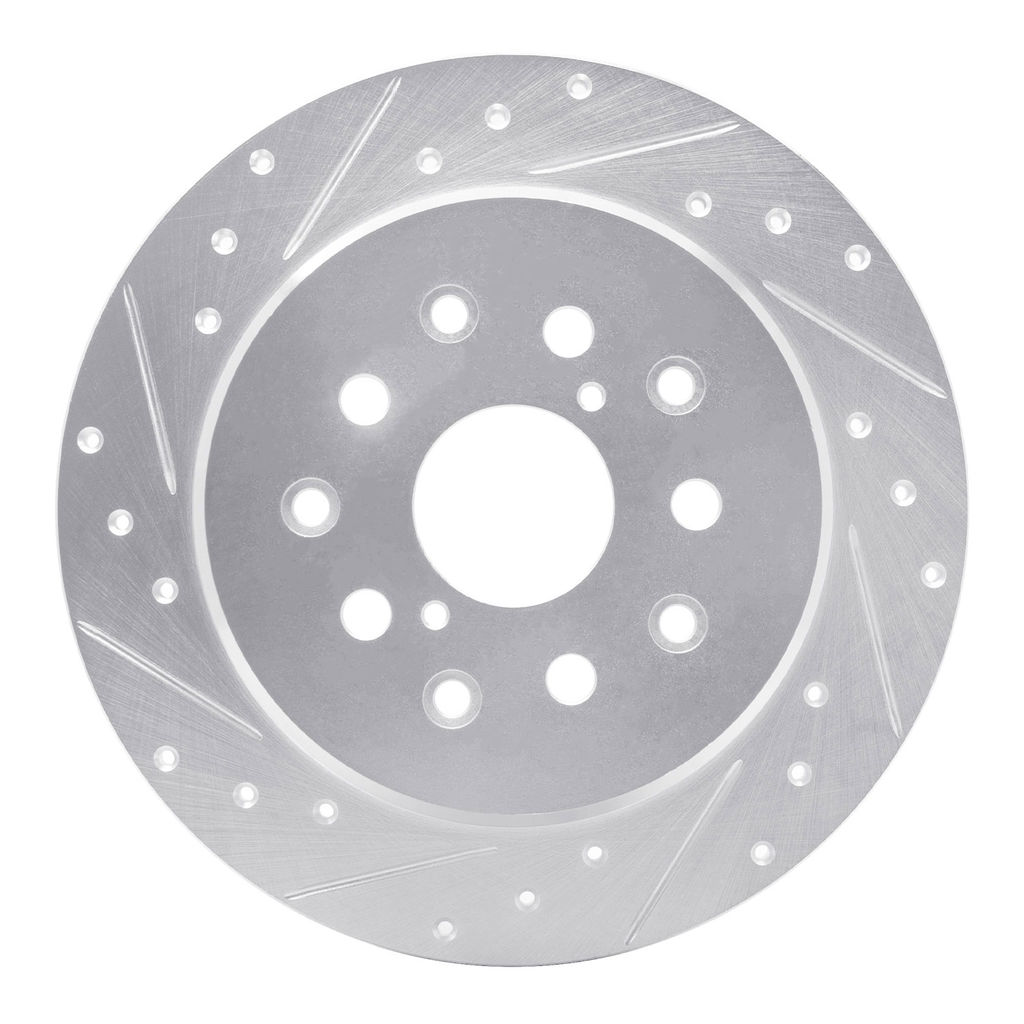 Dynamic Friction 631-75007L - Drilled and Slotted Silver Zinc Brake Rotor