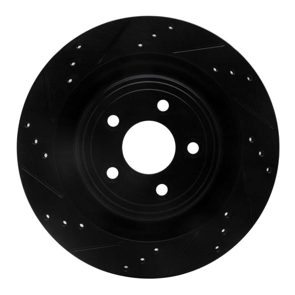 Dynamic Friction 633-20018L - Drilled and Slotted Black Zinc Brake Rotor