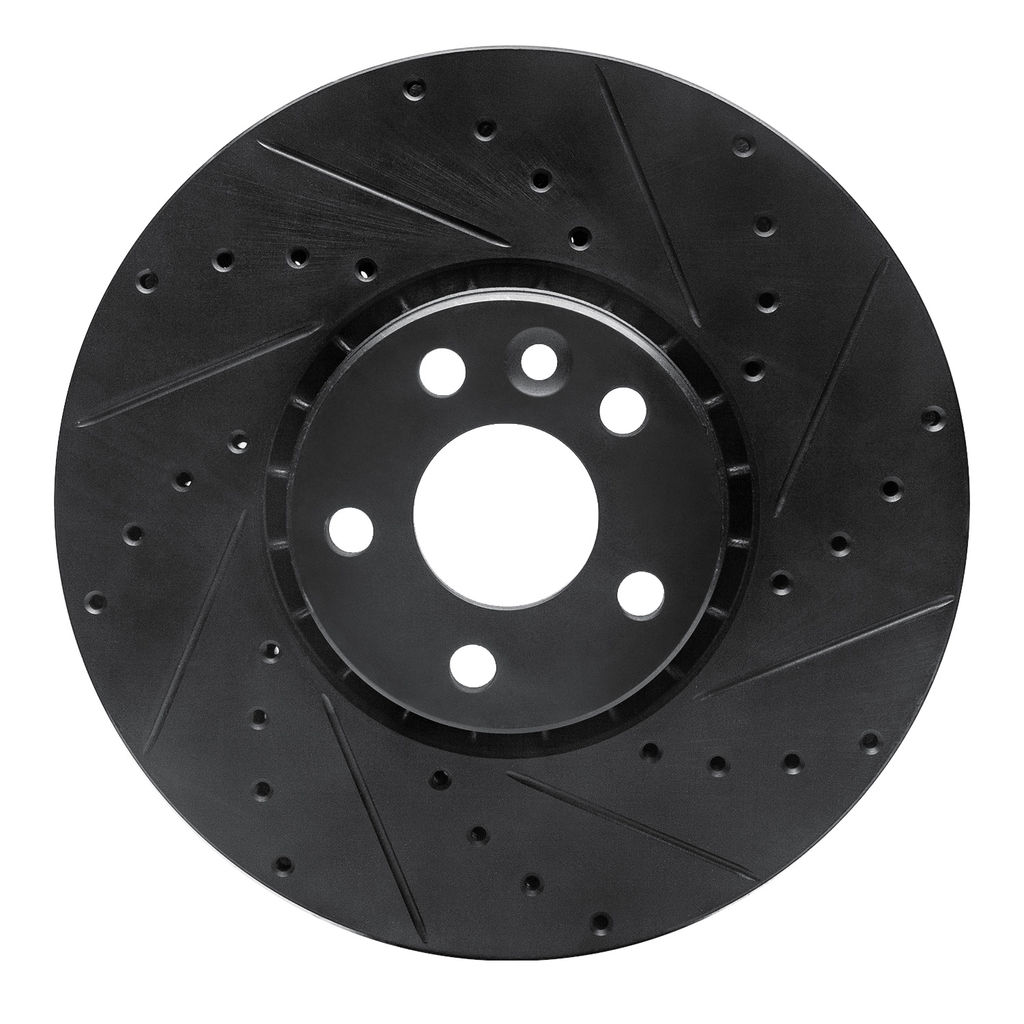 Dynamic Friction 633-27043R - Drilled and Slotted Black Zinc Brake Rotor