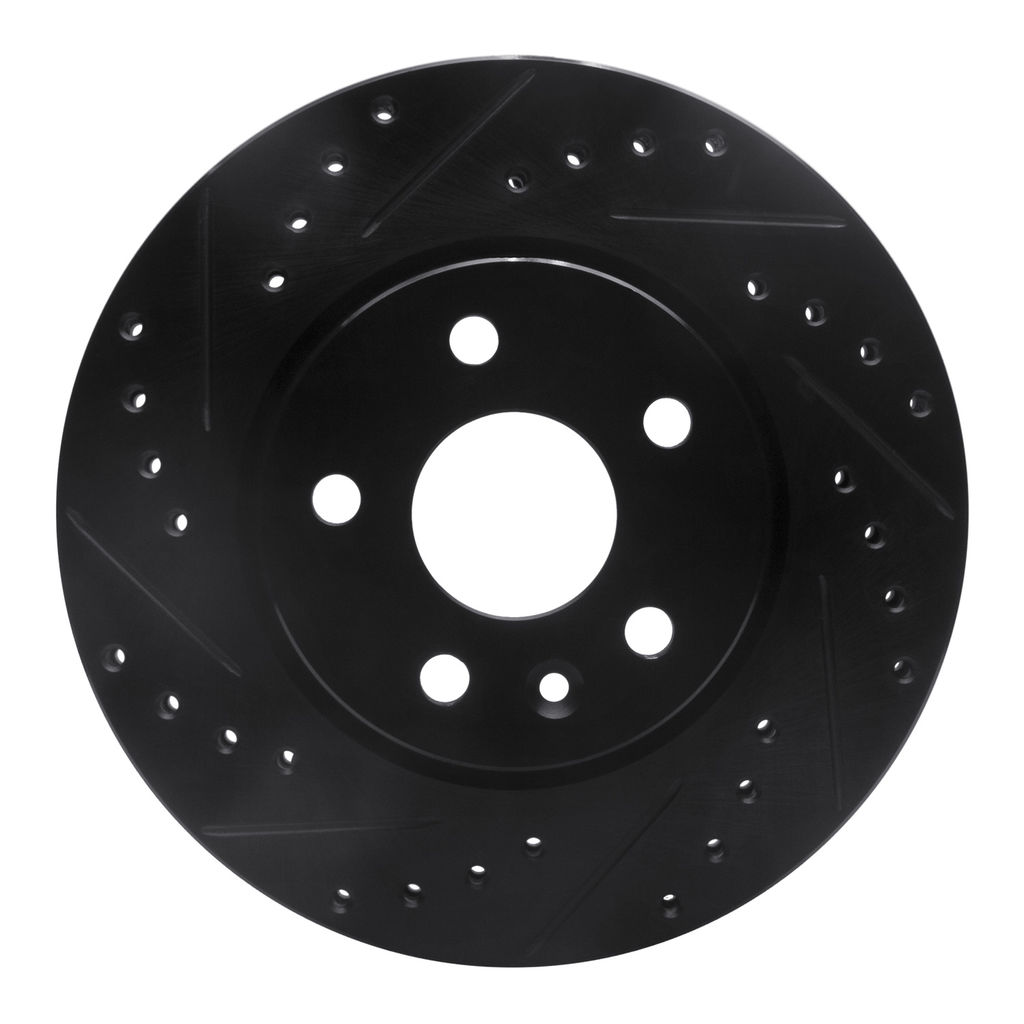 Dynamic Friction 633-47043R - Drilled and Slotted Black Zinc Brake Rotor