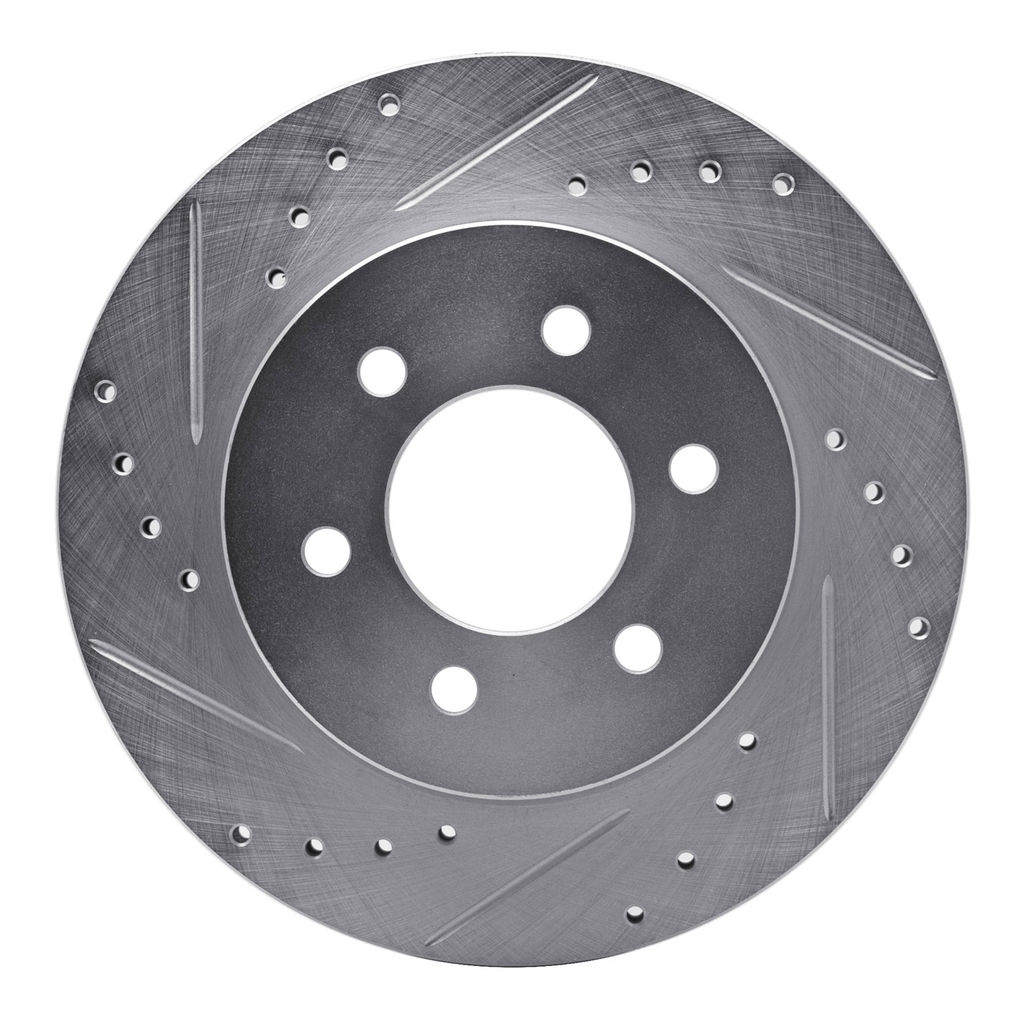 Dynamic Friction 631-40084L - Drilled and Slotted Silver Zinc Brake Rotor