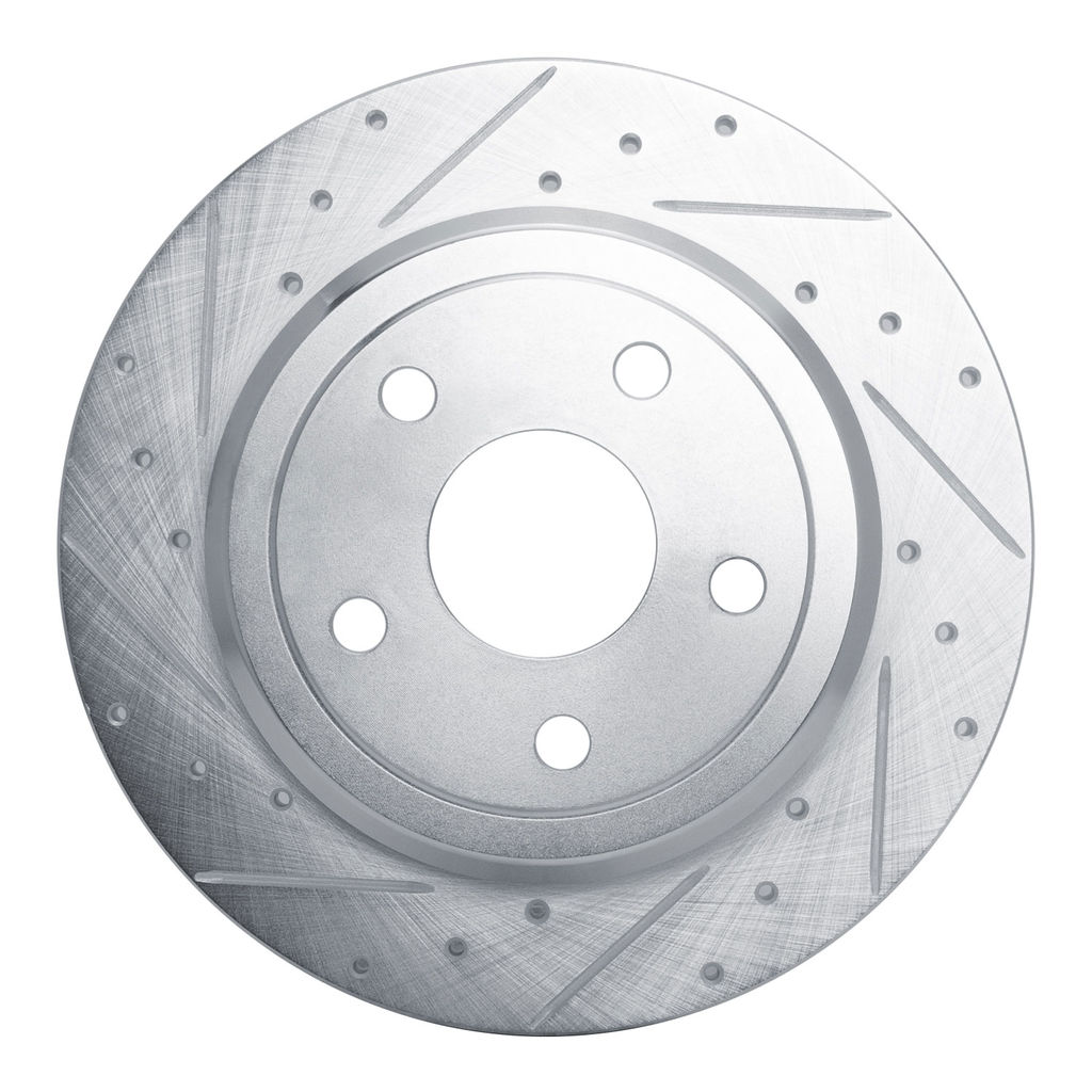 Dynamic Friction 631-42004L - Drilled and Slotted Silver Zinc Brake Rotor