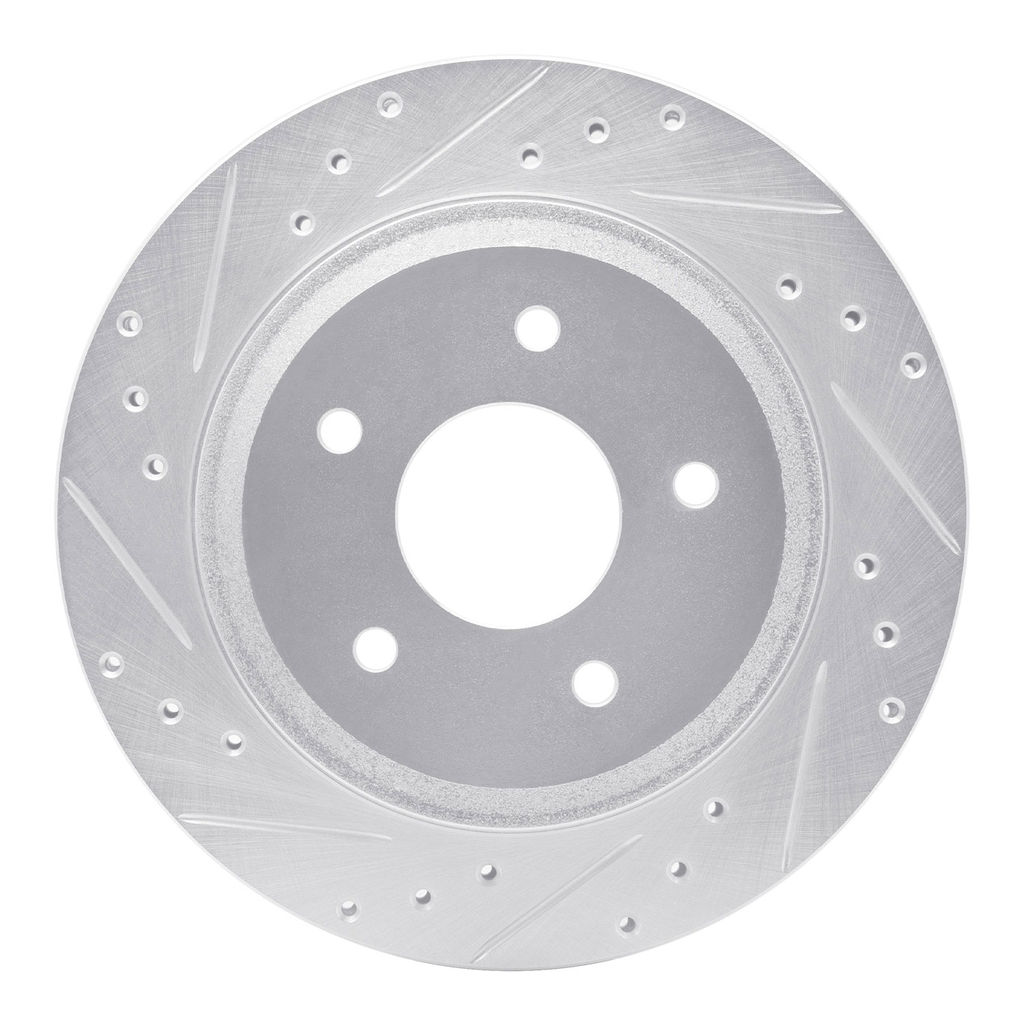 Dynamic Friction 631-47021L - Drilled and Slotted Silver Zinc Brake Rotor