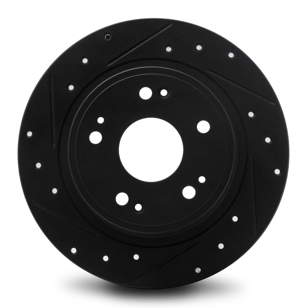Dynamic Friction 633-20003L - Drilled and Slotted Black Zinc Brake Rotor