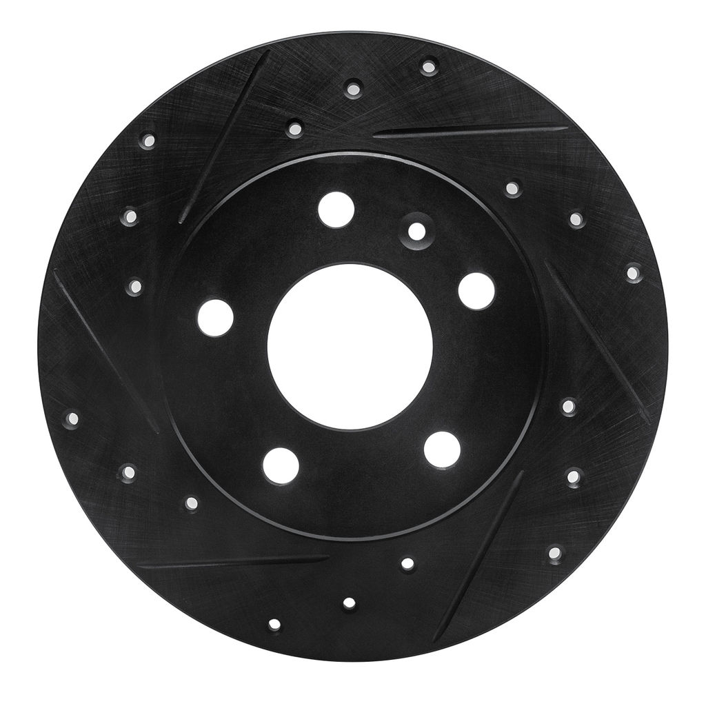 Dynamic Friction 633-53007L - Drilled and Slotted Black Zinc Brake Rotor