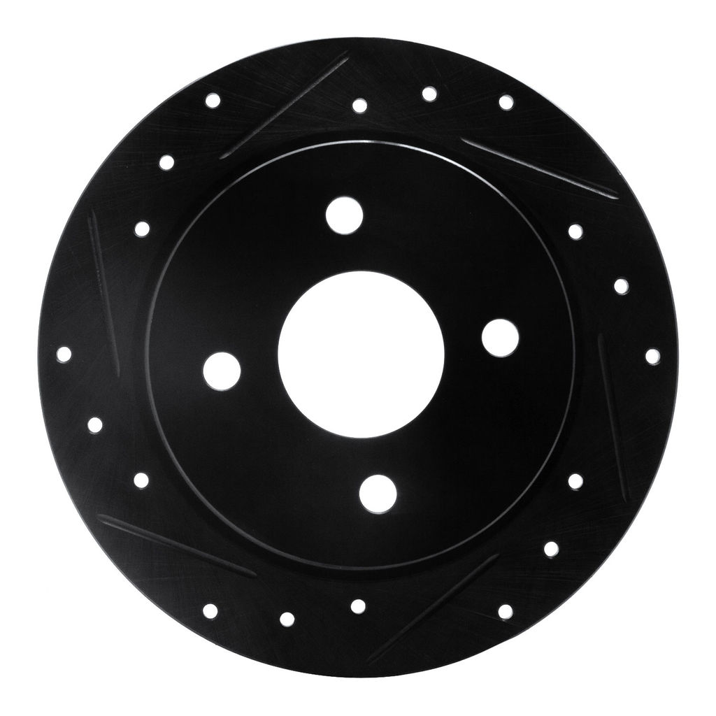 Dynamic Friction 633-54049L - Drilled and Slotted Black Zinc Brake Rotor