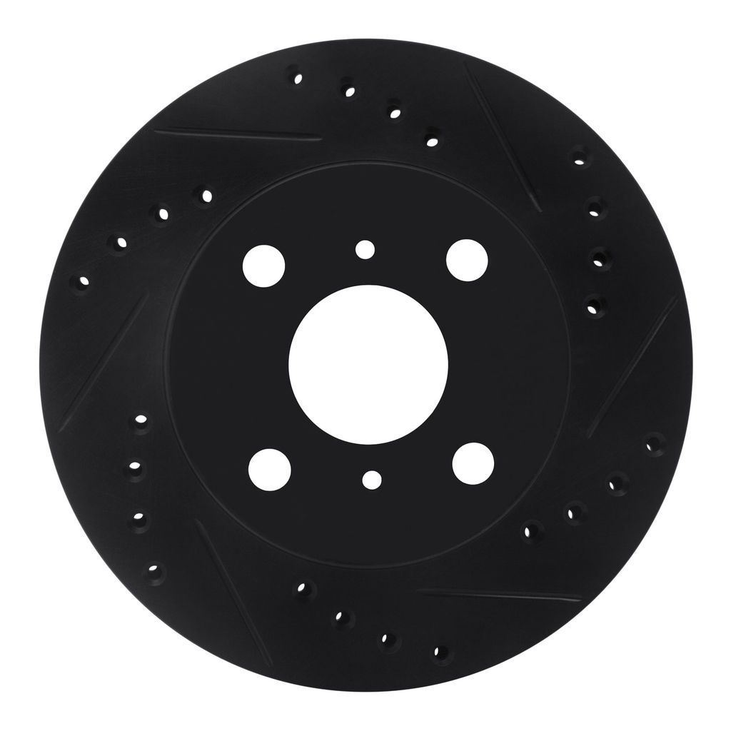 Dynamic Friction 633-76070R - Drilled and Slotted Black Zinc Brake Rotor