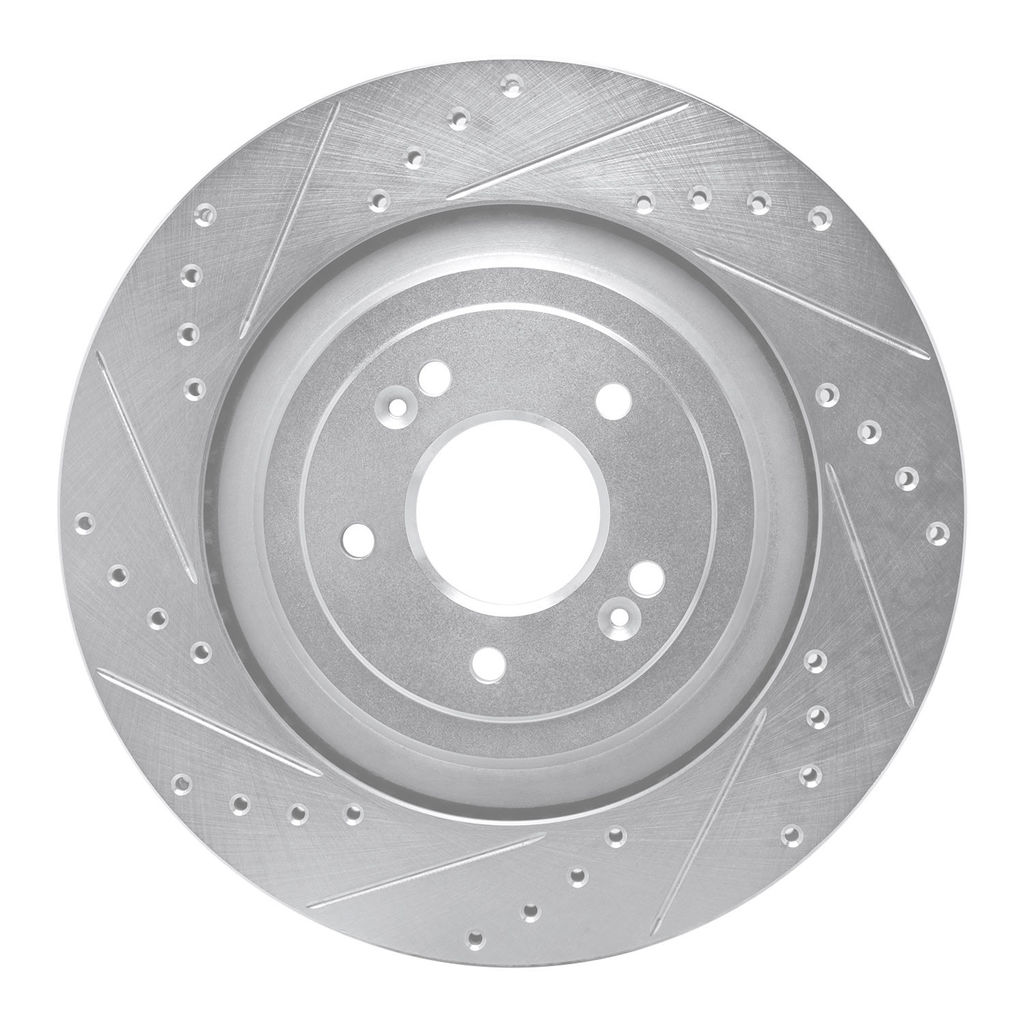 Dynamic Friction 631-21043L - Drilled and Slotted Silver Zinc Brake Rotor