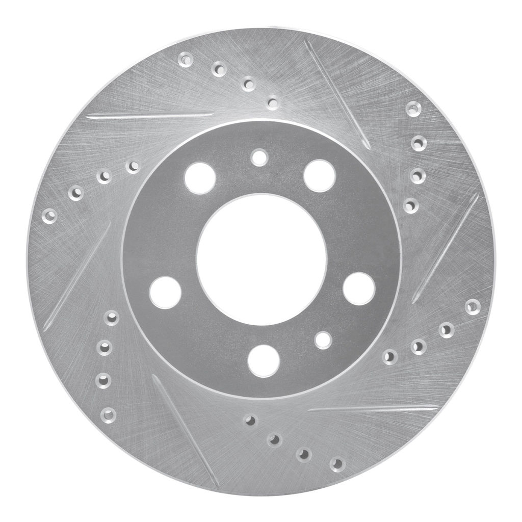 Dynamic Friction 631-27005R - Drilled and Slotted Silver Zinc Brake Rotor