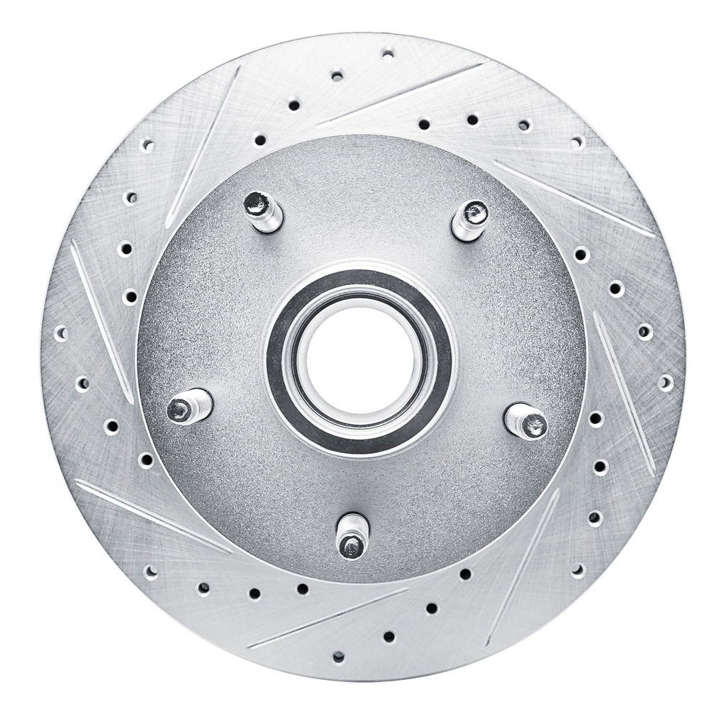 Dynamic Friction 631-40076L - Drilled and Slotted Silver Zinc Brake Rotor
