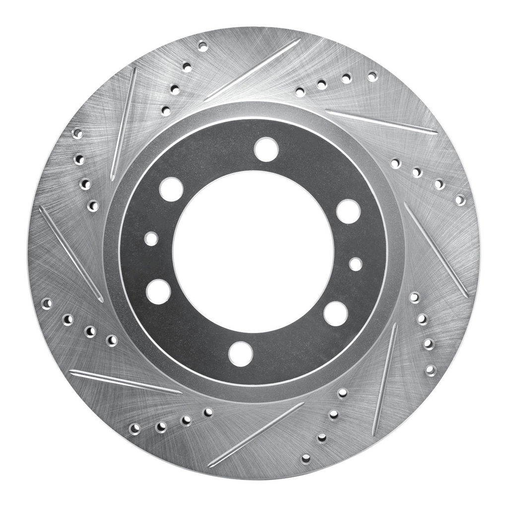 Dynamic Friction 631-76128L - Drilled and Slotted Silver Zinc Brake Rotor