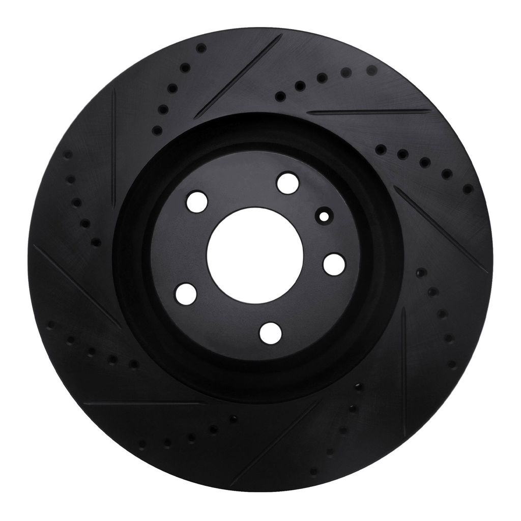 Dynamic Friction 633-73038L - Drilled and Slotted Black Zinc Brake Rotor