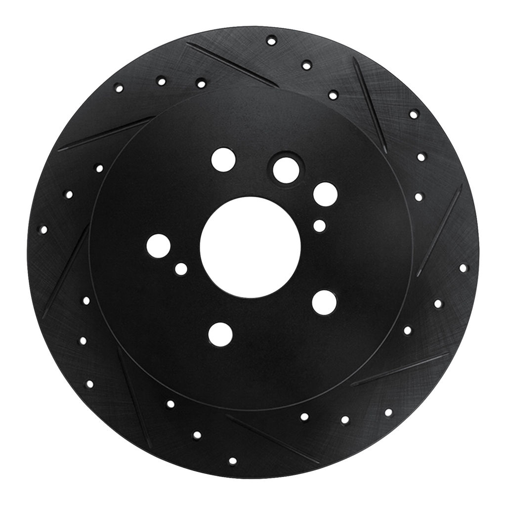 Dynamic Friction 633-76132R - Drilled and Slotted Black Zinc Brake Rotor