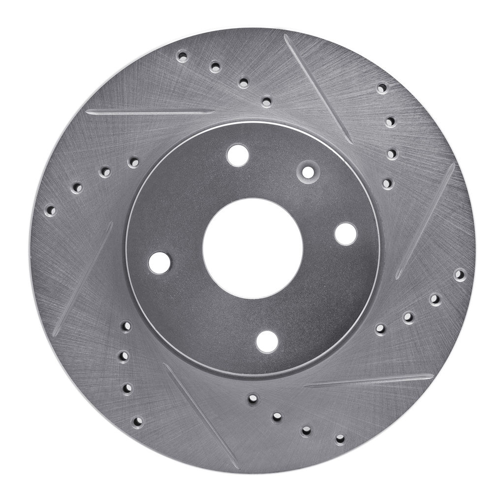 Dynamic Friction 631-01008R - Drilled and Slotted Silver Zinc Brake Rotor