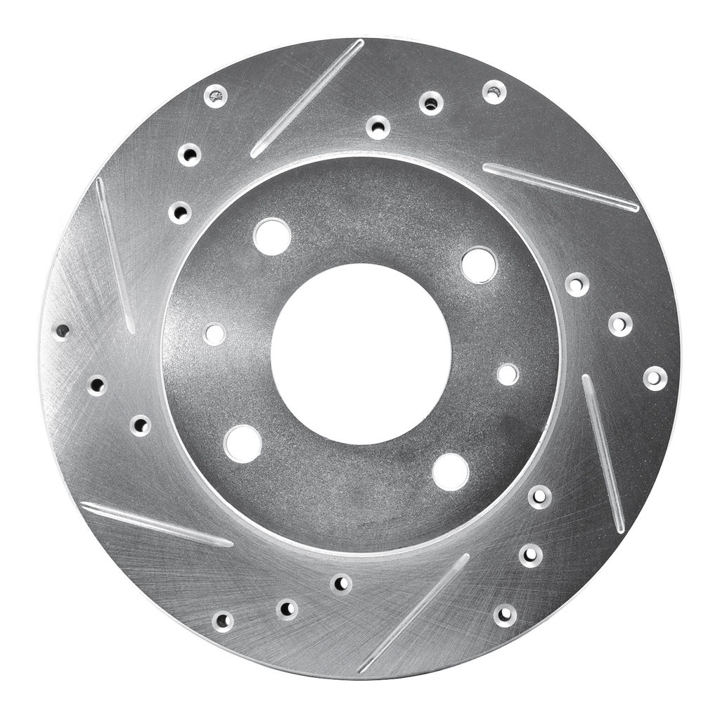 Dynamic Friction 631-03004L - Drilled and Slotted Silver Zinc Brake Rotor