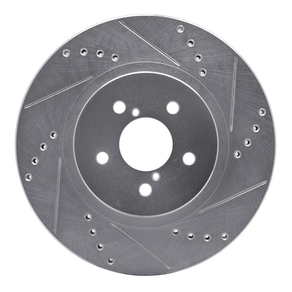 Dynamic Friction 631-13037R - Drilled and Slotted Silver Zinc Brake Rotor
