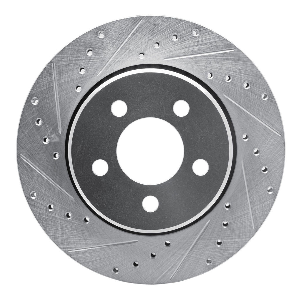 Dynamic Friction 631-42020L - Drilled and Slotted Silver Zinc Brake Rotor