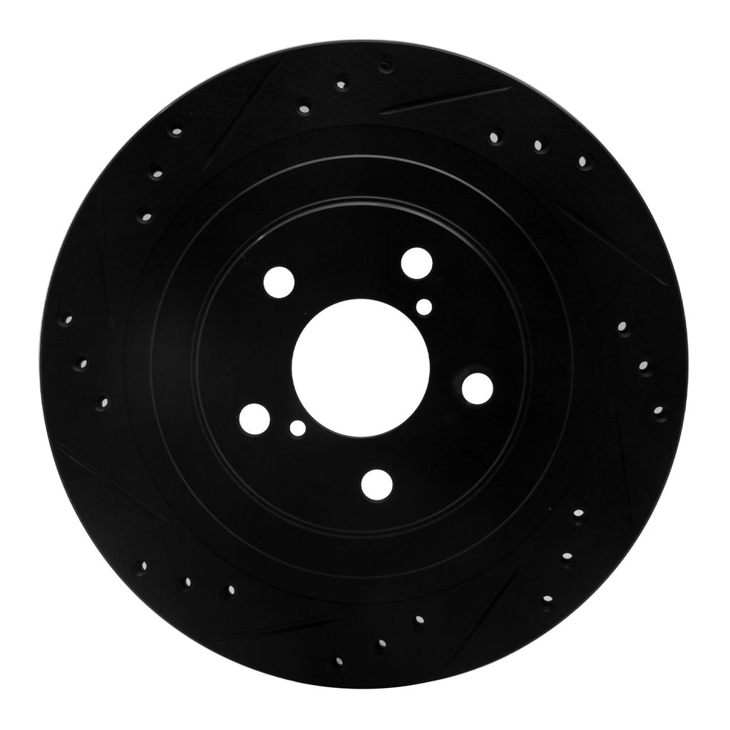 Dynamic Friction 633-13019L - Drilled and Slotted Black Zinc Brake Rotor