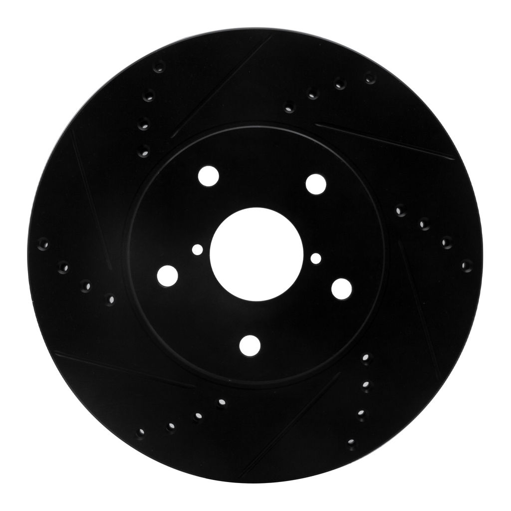 Dynamic Friction 633-13026L - Drilled and Slotted Black Zinc Brake Rotor