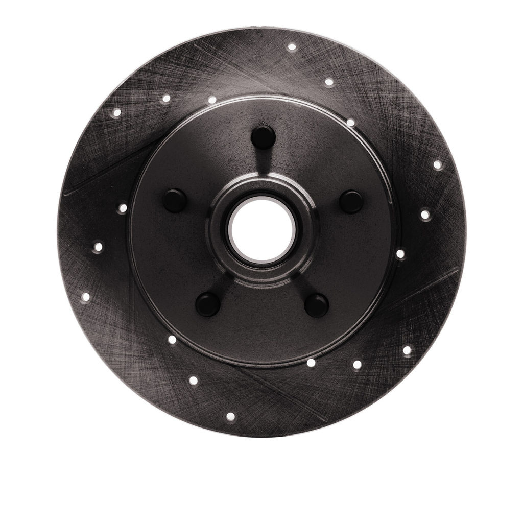 Dynamic Friction 633-48010R - Drilled and Slotted Black Zinc Brake Rotor