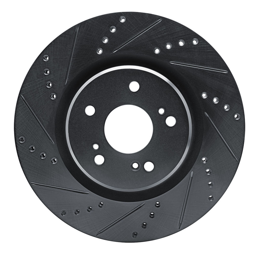 Dynamic Friction 633-58032L - Drilled and Slotted Black Zinc Brake Rotor