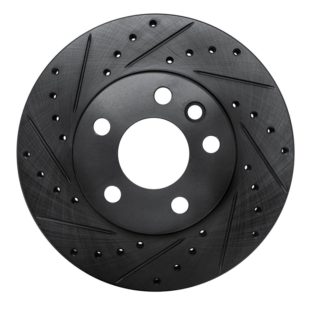 Dynamic Friction 633-74043L - Drilled and Slotted Black Zinc Brake Rotor
