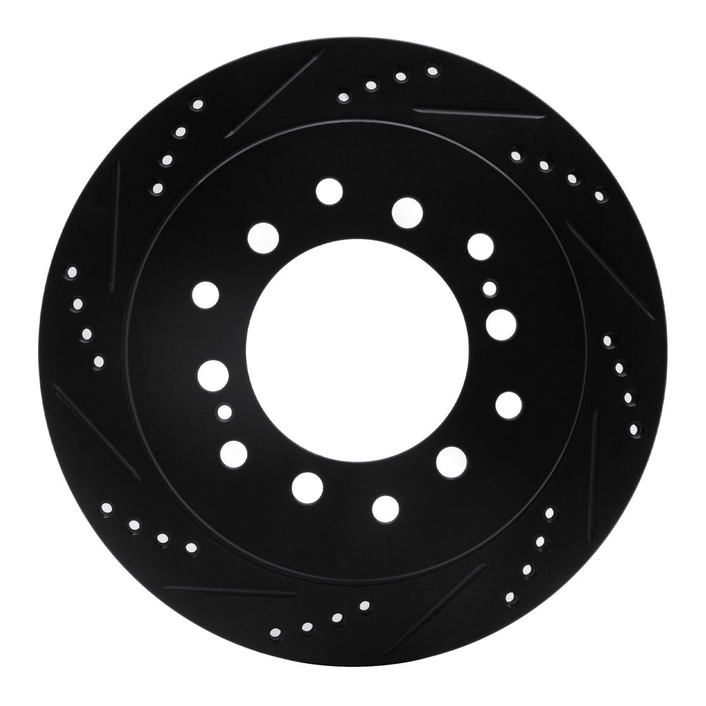Dynamic Friction 633-76127L - Drilled and Slotted Black Zinc Brake Rotor