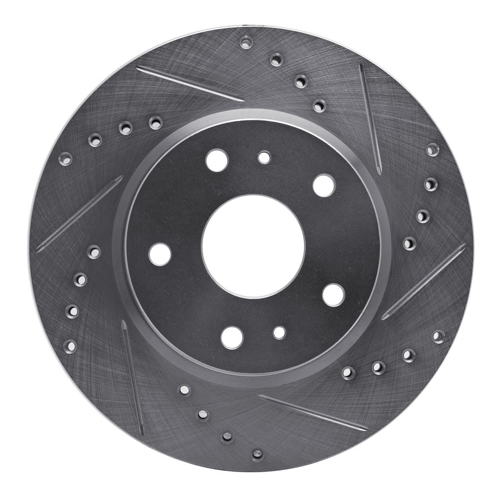 Dynamic Friction 631-01004R - Drilled and Slotted Silver Zinc Brake Rotor