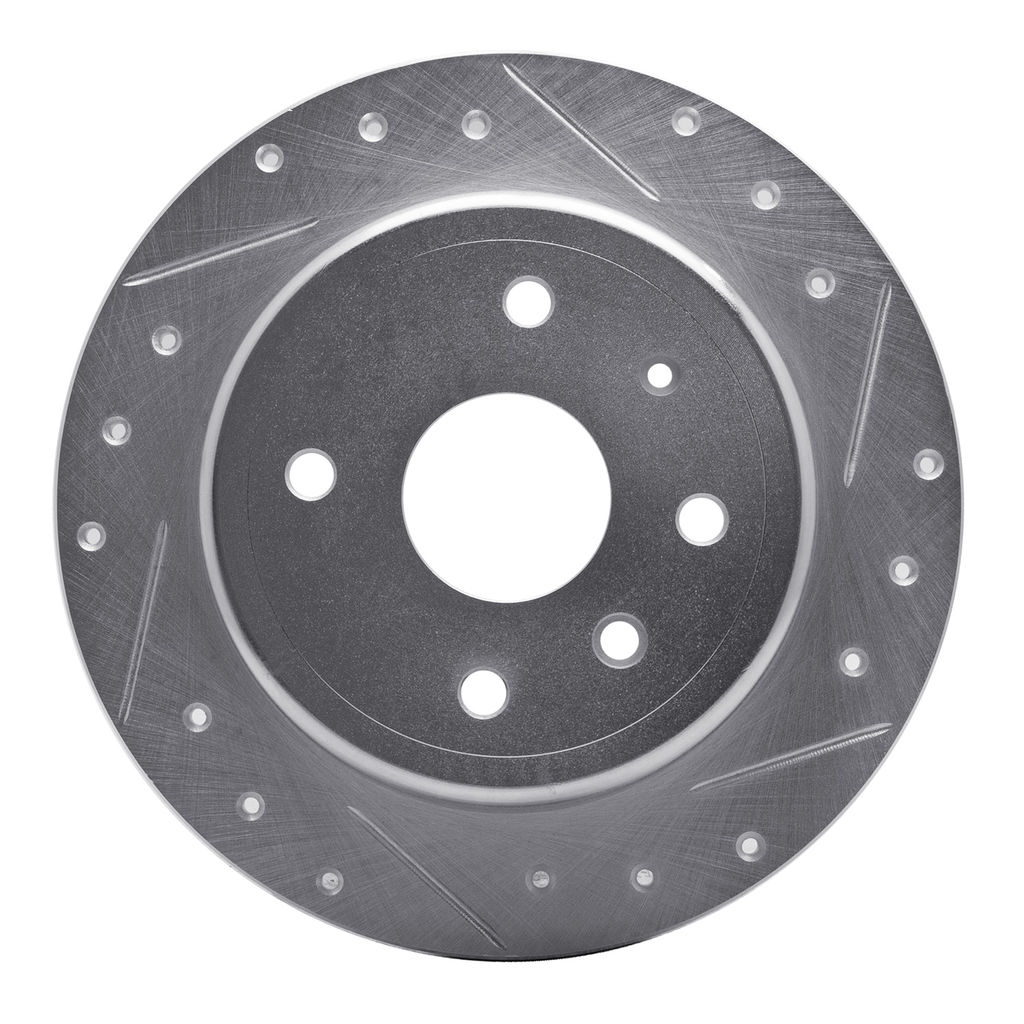 Dynamic Friction 631-01009R - Drilled and Slotted Silver Zinc Brake Rotor