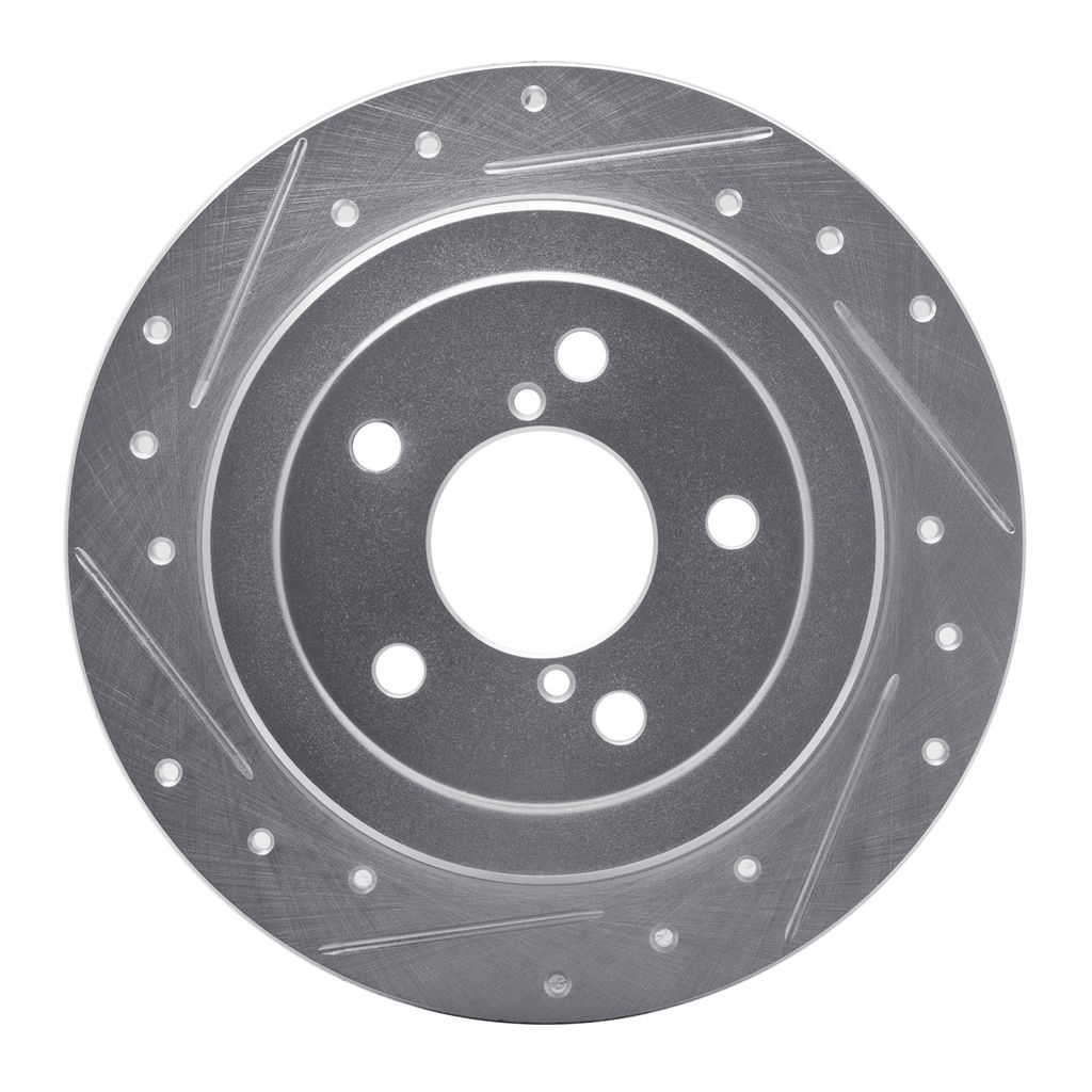 Dynamic Friction 631-13008L - Drilled and Slotted Silver Zinc Brake Rotor