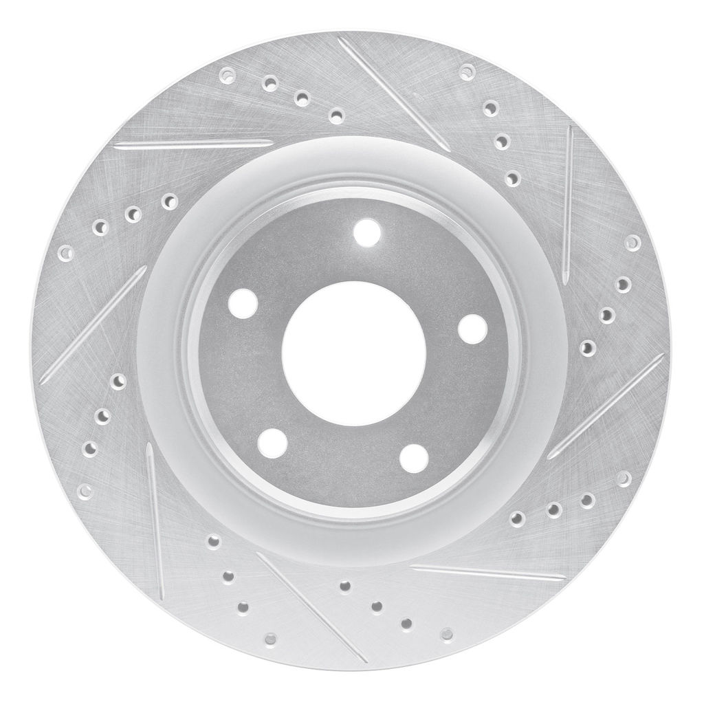 Dynamic Friction 631-46018R - Drilled and Slotted Silver Zinc Brake Rotor