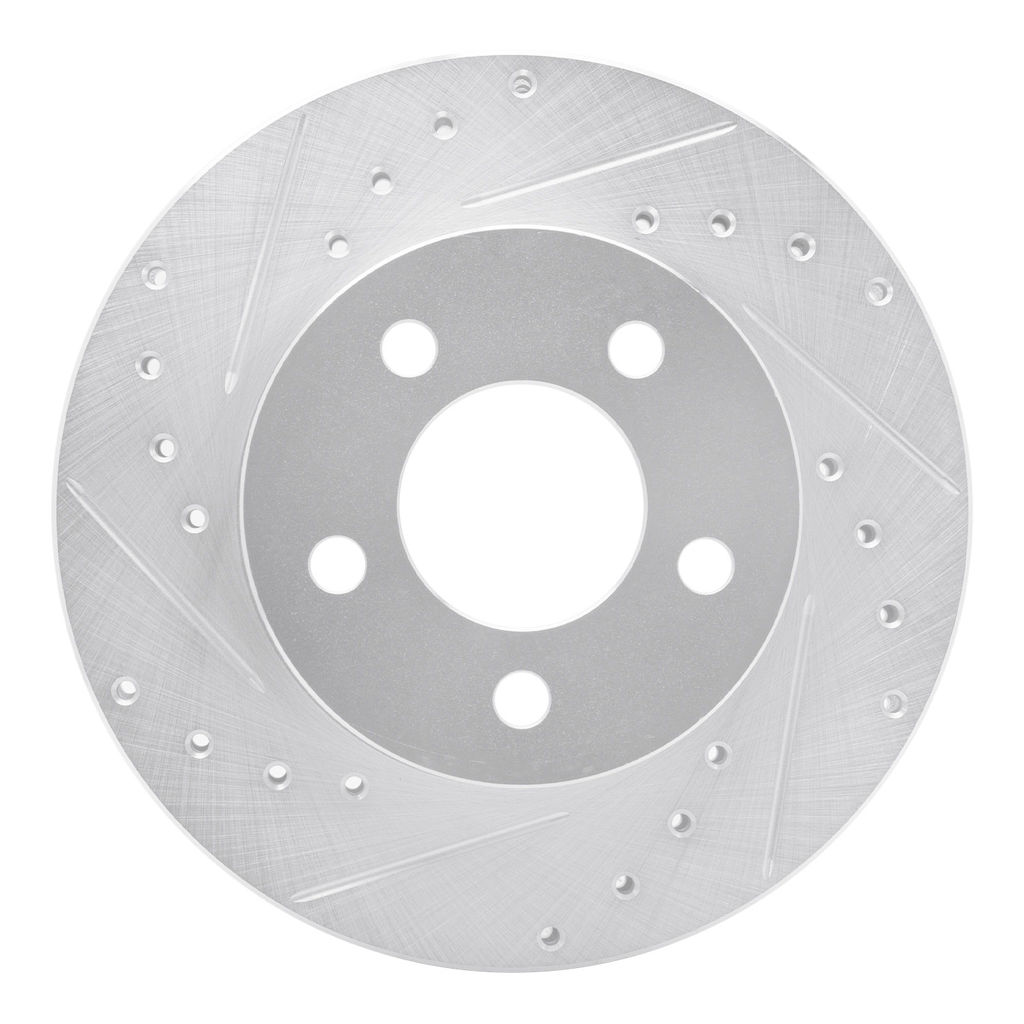 Dynamic Friction 631-54144L - Drilled and Slotted Silver Zinc Brake Rotor