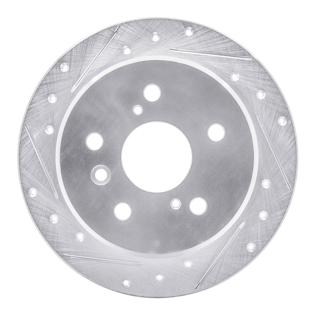 Dynamic Friction 631-76054L - Drilled and Slotted Silver Zinc Brake Rotor