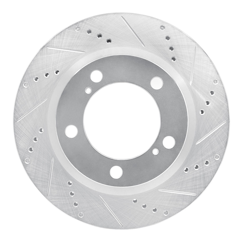 Dynamic Friction 631-76140R - Drilled and Slotted Silver Zinc Brake Rotor