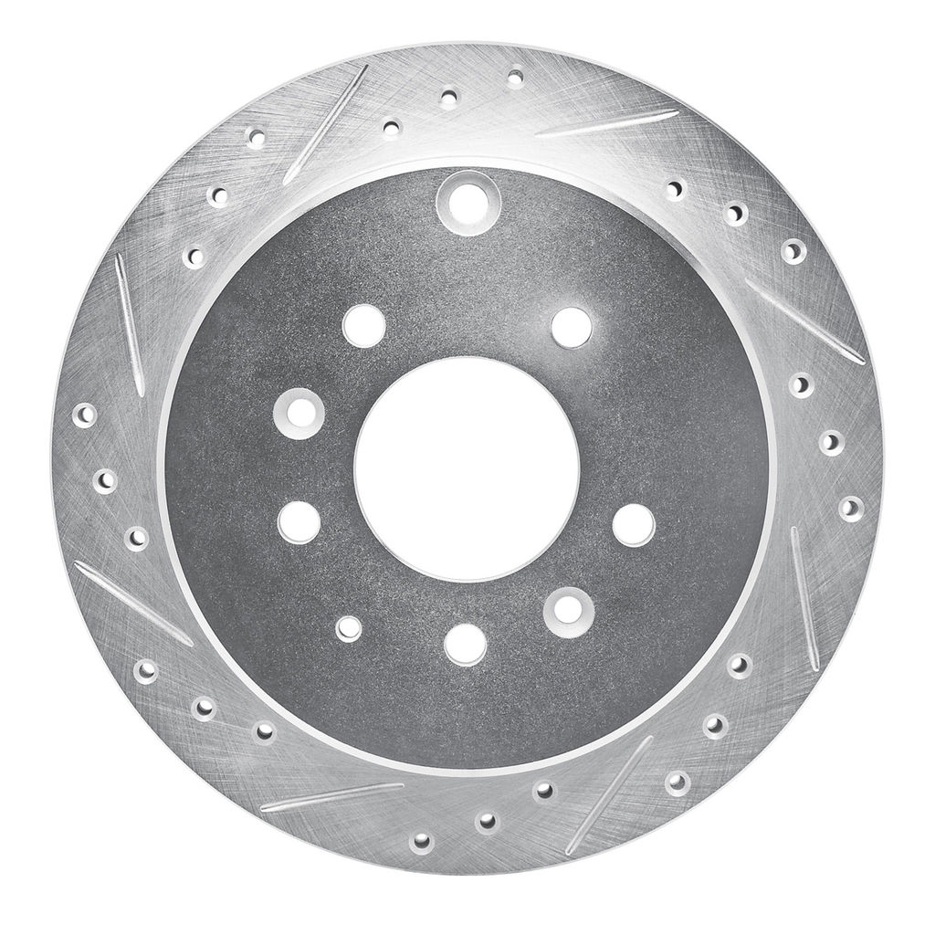 Dynamic Friction 631-80061L - Drilled and Slotted Silver Zinc Brake Rotor