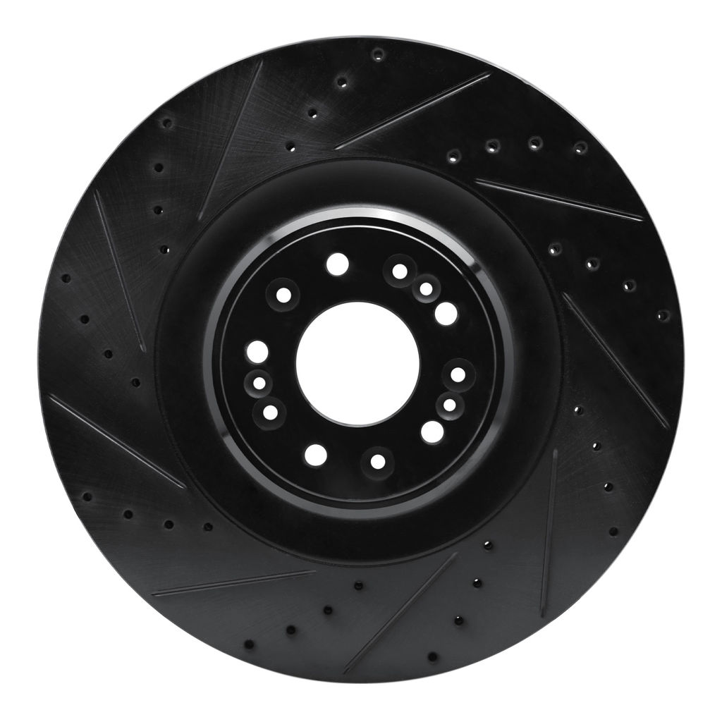 Dynamic Friction 633-10001L - Drilled and Slotted Black Zinc Brake Rotor