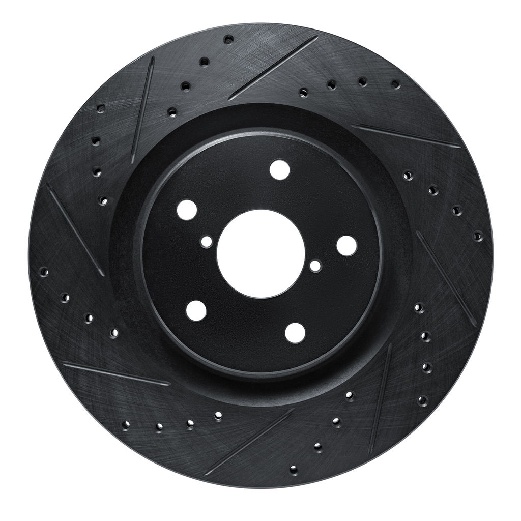 Dynamic Friction 633-13049L - Drilled and Slotted Black Zinc Brake Rotor