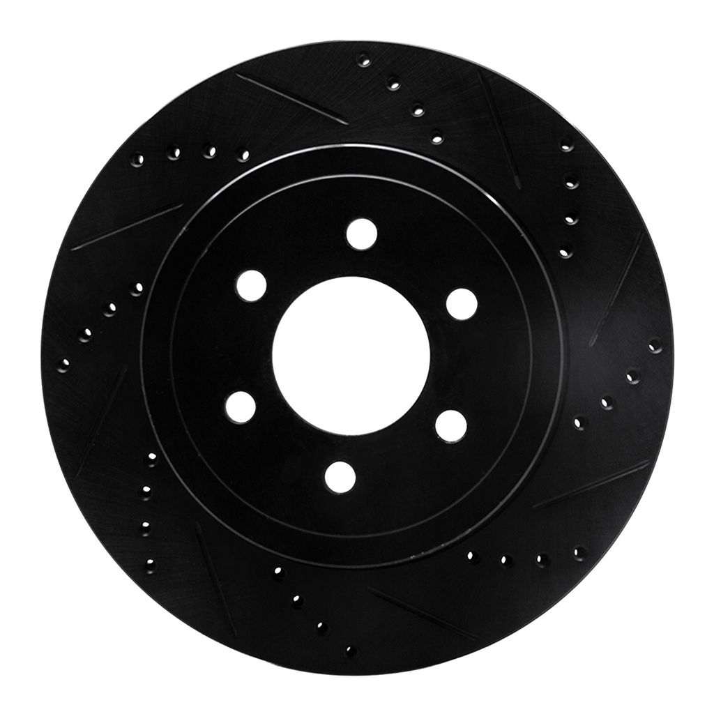Dynamic Friction 633-40098R - Drilled and Slotted Black Zinc Brake Rotor