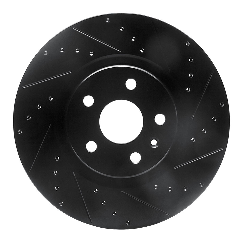 Dynamic Friction 633-46027R - Drilled and Slotted Black Zinc Brake Rotor