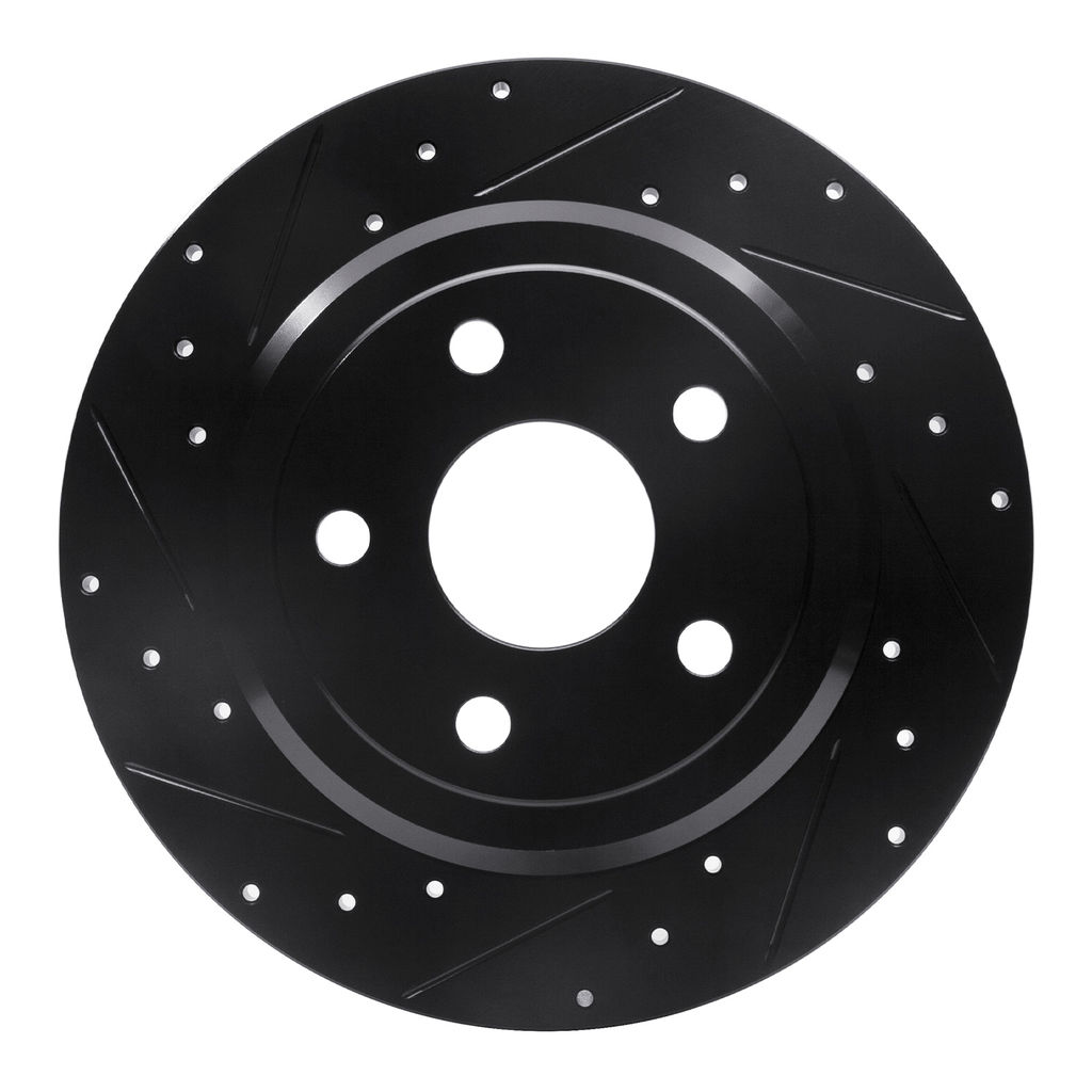 Dynamic Friction 633-42004L - Drilled and Slotted Black Zinc Brake Rotor