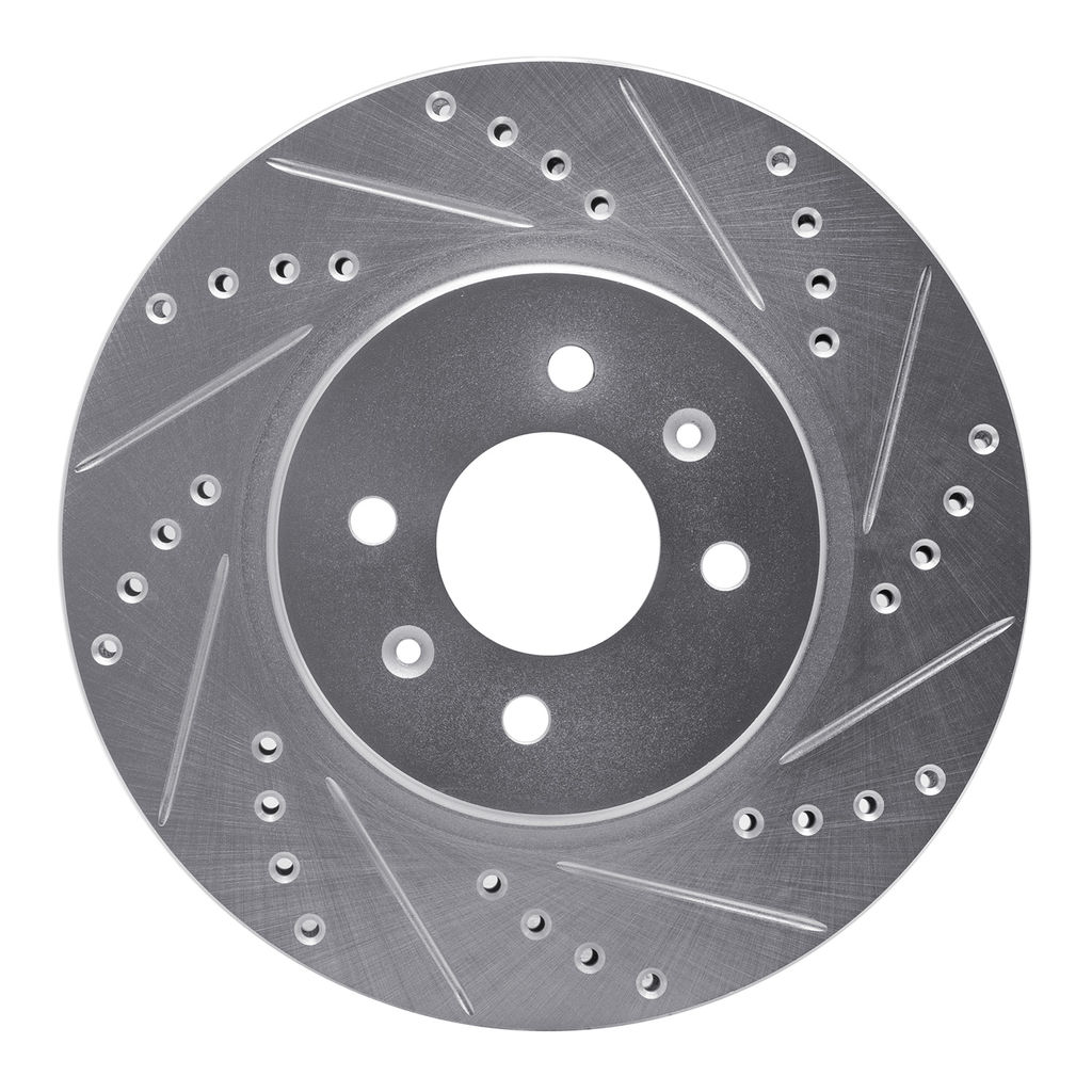 Dynamic Friction 631-21015R - Drilled and Slotted Silver Zinc Brake Rotor