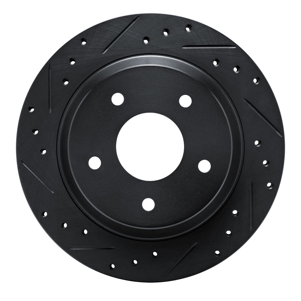 Dynamic Friction 633-47015L - Drilled and Slotted Black Zinc Brake Rotor