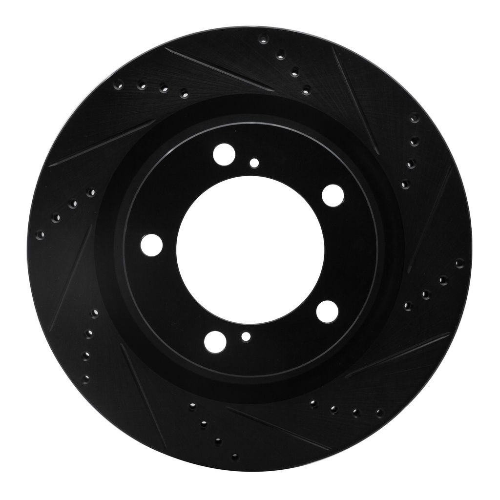 Dynamic Friction 633-76136R - Drilled and Slotted Black Zinc Brake Rotor