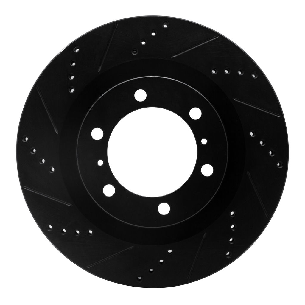 Dynamic Friction 633-76142L - Drilled and Slotted Black Zinc Brake Rotor