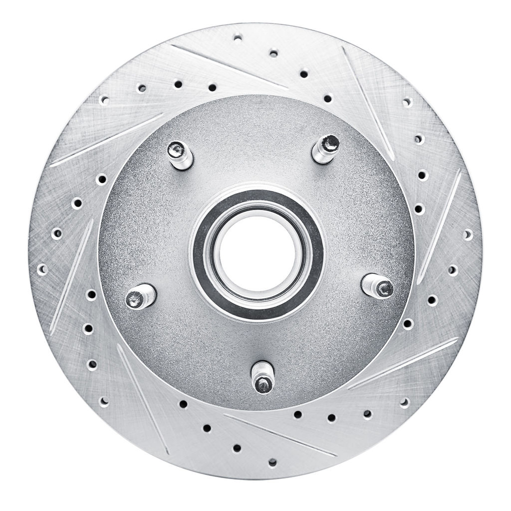 Dynamic Friction 631-40076R - Drilled and Slotted Silver Zinc Brake Rotor