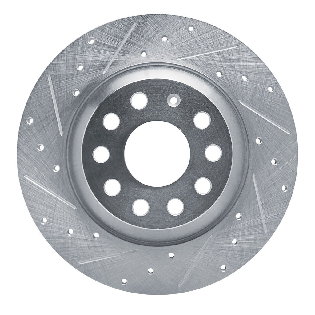 Dynamic Friction 631-73082L - Drilled and Slotted Silver Zinc Brake Rotor