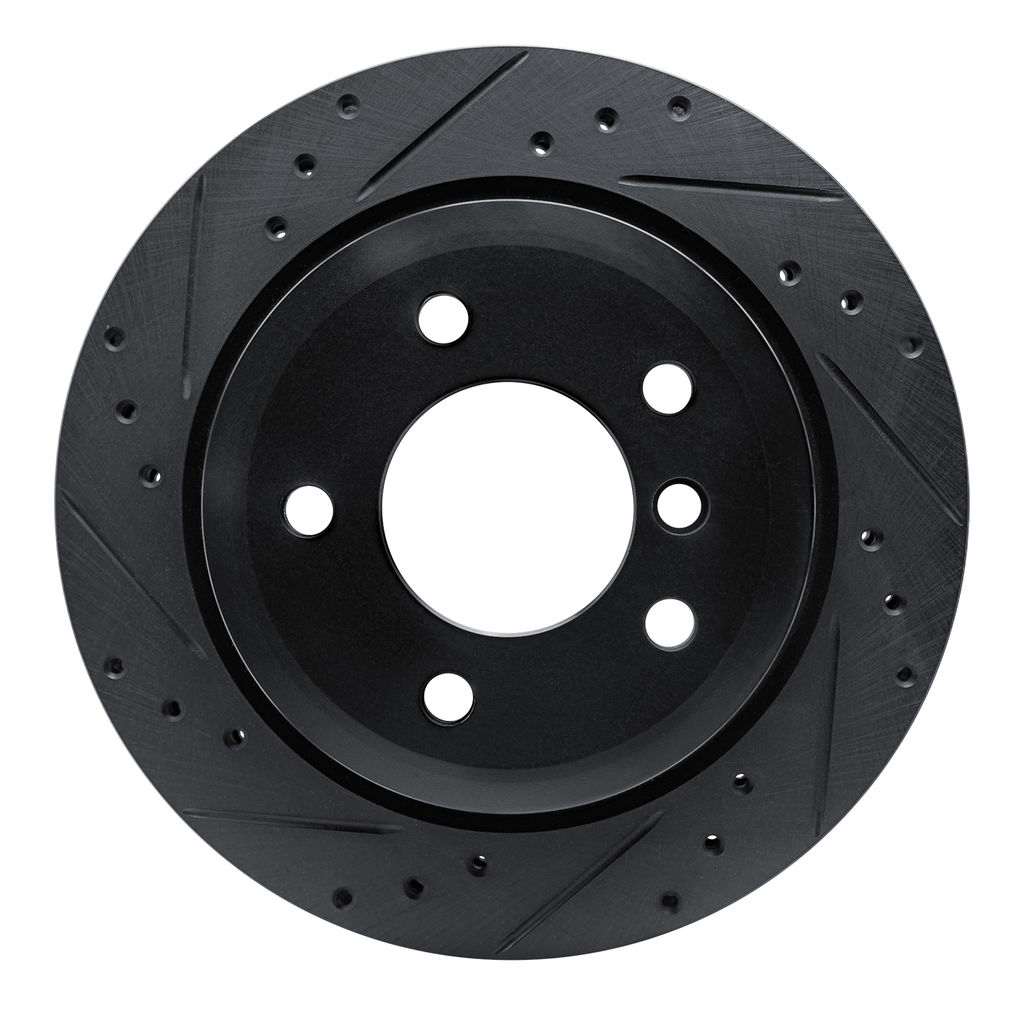 Dynamic Friction 633-31098L - Drilled and Slotted Black Zinc Brake Rotor